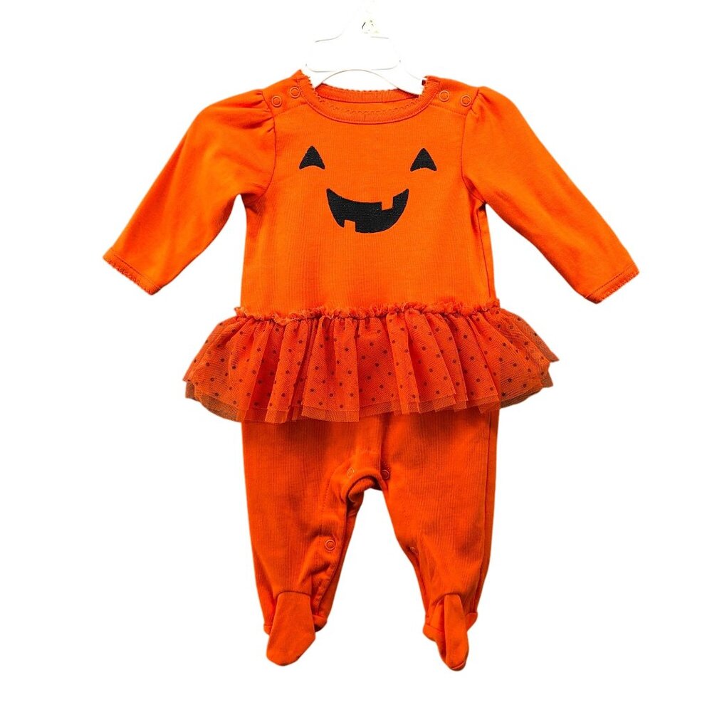 Carter's Baby Girls 0-3M Halloween Pumpkin One Piece Long Sleeve‎ Romper Tutu